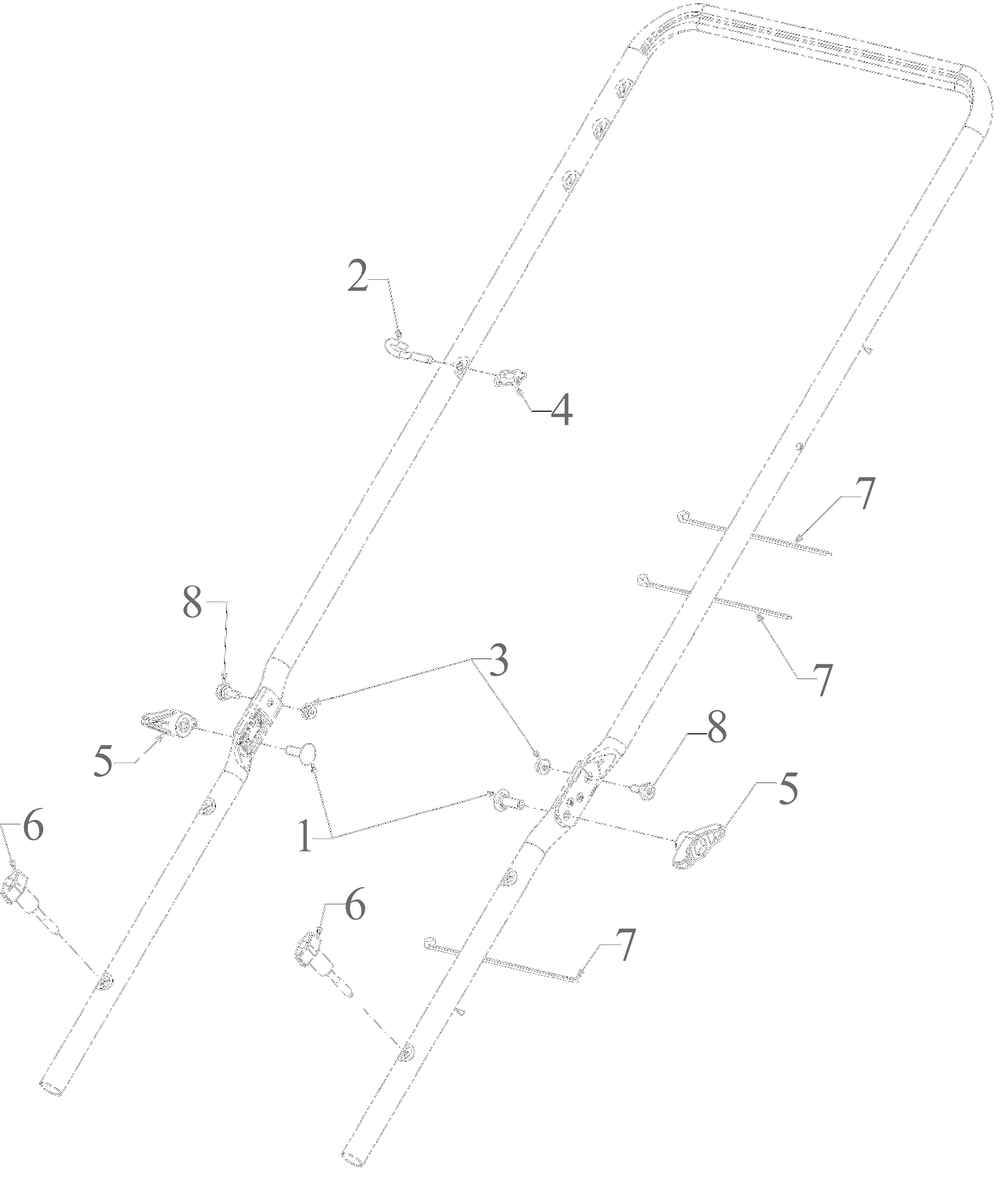 Handle Hardware Diagram and Parts List for 11A-A2BE752 2023 Yard Machines Lawn Mower